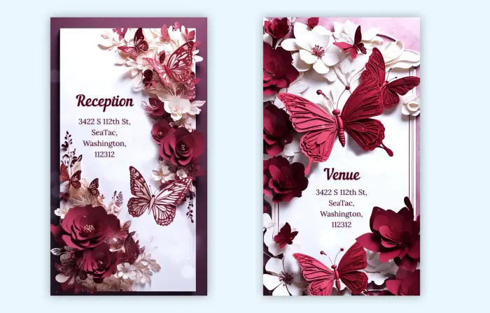 Elegant 3D Butterfly Theme Wedding Invitation Instagram Story